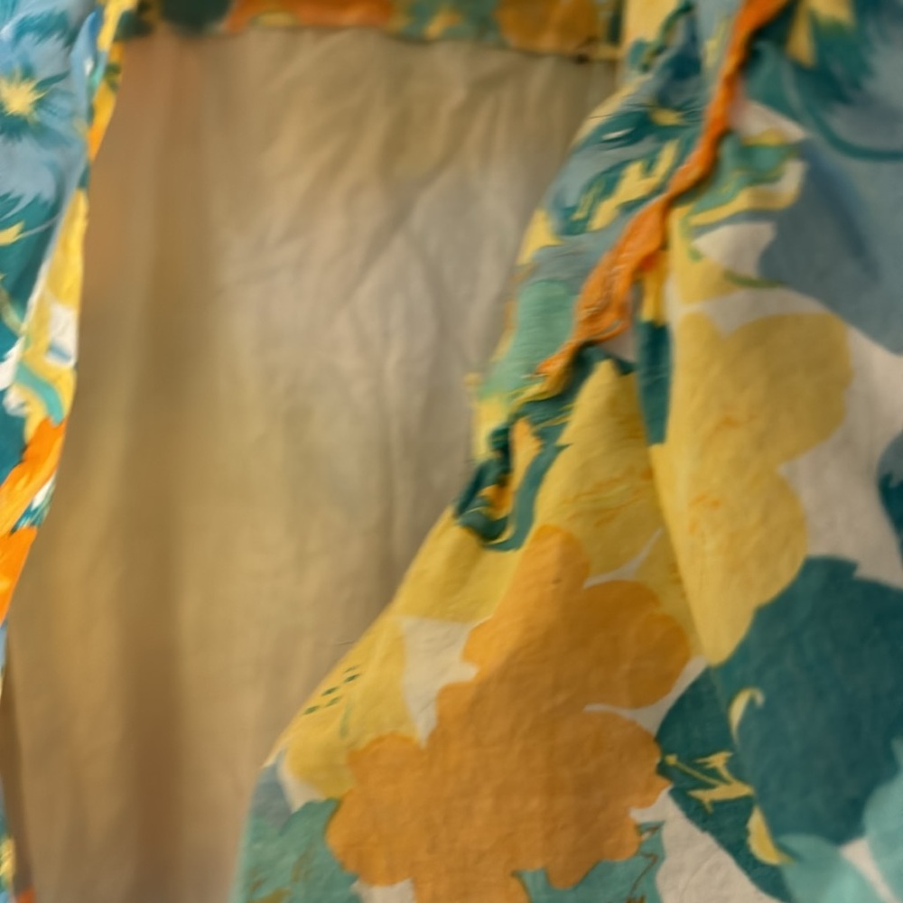 Nicole by Nicole Miller Yellow Green Orange Floral Tiered Midi Skirt - Picture 2 of 5